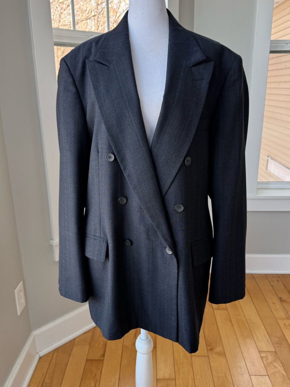 Men's Double-Breasted Black Blazer